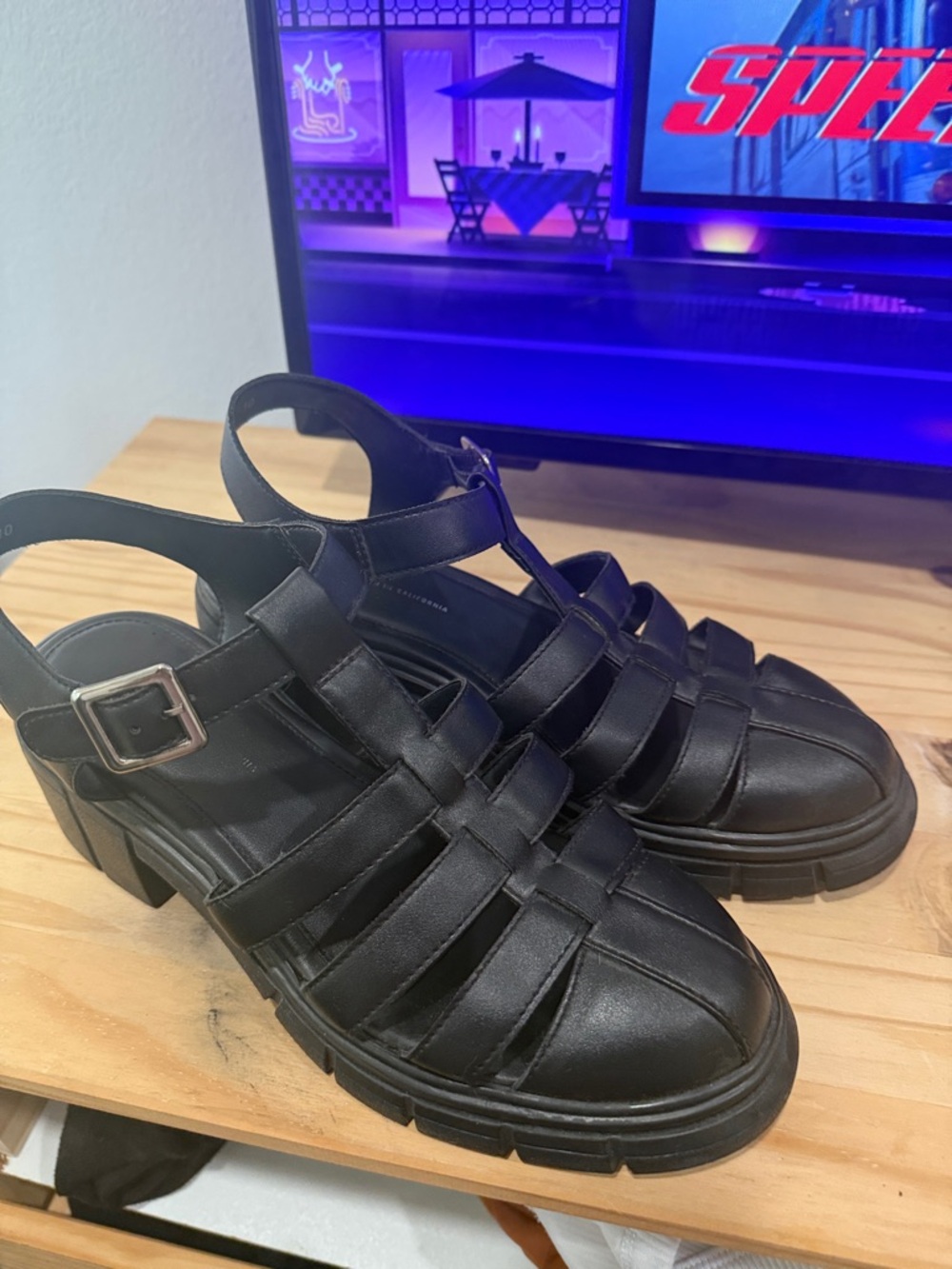 Bershka Black Strappy Platform Sandals